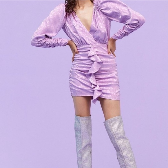 NWT For love lemons lilac purple Fiji cross front mini dress size S - Picture 2 of 12